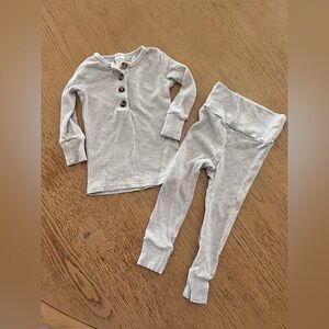 Lou Lou & co. T&b gray ribbed set 6-12 months